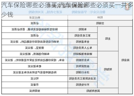 汽车保险哪些必须买,汽车保险哪些必须买一共多少钱