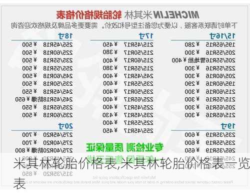 米其林轮胎价格表,米其林轮胎价格表一览表