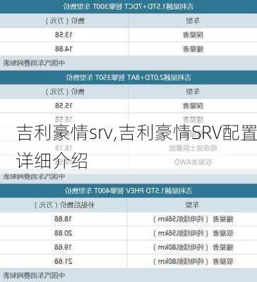 吉利豪情srv,吉利豪情SRV配置详细介绍