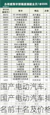 国产电动汽车,国产电动汽车排名前十名及价格