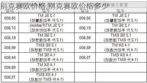 别克赛欧价格,别克赛欧价格多少