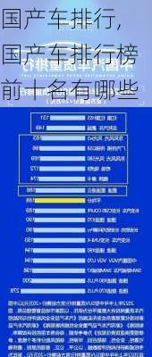 国产车排行,国产车排行榜前十名有哪些