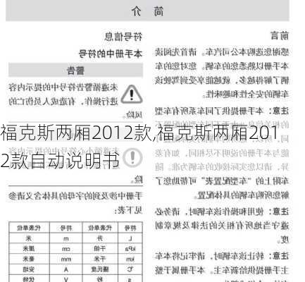 福克斯两厢2012款,福克斯两厢2012款自动说明书