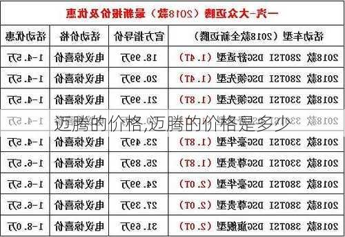 迈腾的价格,迈腾的价格是多少