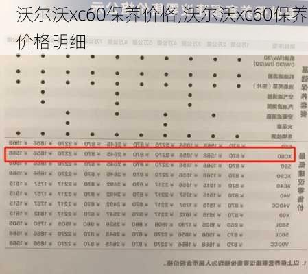 沃尔沃xc60保养价格,沃尔沃xc60保养价格明细