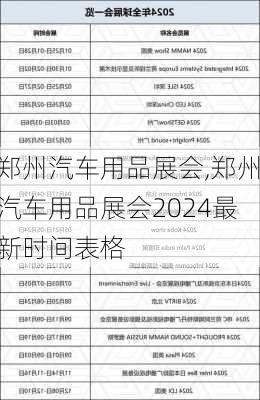 郑州汽车用品展会,郑州汽车用品展会2024最新时间表格