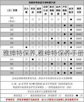 雅绅特保养,雅绅特保养手册