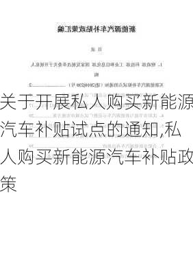 关于开展私人购买新能源汽车补贴试点的通知,私人购买新能源汽车补贴政策