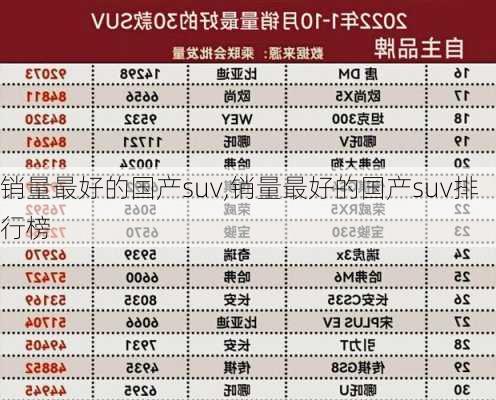 销量最好的国产suv,销量最好的国产suv排行榜