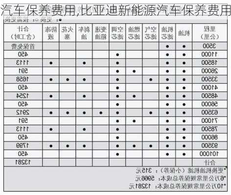 汽车保养费用,比亚迪新能源汽车保养费用