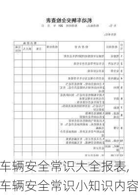 车辆安全常识大全报表,车辆安全常识小知识内容