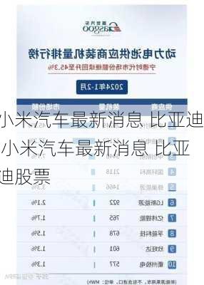 小米汽车最新消息 比亚迪,小米汽车最新消息 比亚迪股票