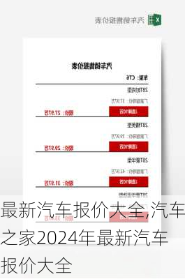 最新汽车报价大全,汽车之家2024年最新汽车报价大全