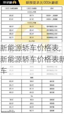 新能源轿车价格表,新能源轿车价格表新车