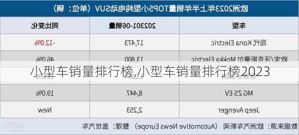 小型车销量排行榜,小型车销量排行榜2023