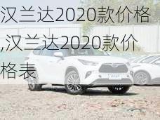 汉兰达2020款价格,汉兰达2020款价格表