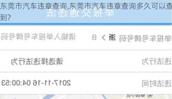 东莞市汽车违章查询,东莞市汽车违章查询多久可以查到?