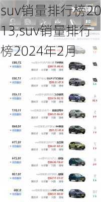 suv销量排行榜2013,suv销量排行榜2024年2月