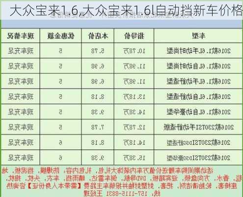 大众宝来1.6,大众宝来1.6l自动挡新车价格