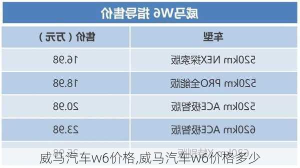 威马汽车w6价格,威马汽车w6价格多少