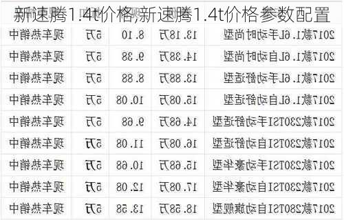 新速腾1.4t价格,新速腾1.4t价格参数配置