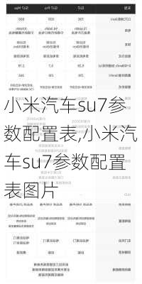 小米汽车su7参数配置表,小米汽车su7参数配置表图片