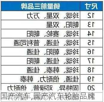 国产汽车,国产汽车轮胎品牌