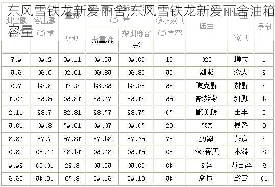 东风雪铁龙新爱丽舍,东风雪铁龙新爱丽舍油箱容量