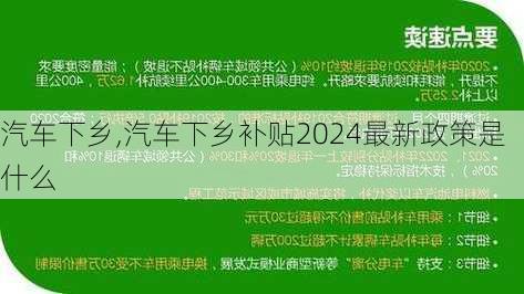 汽车下乡,汽车下乡补贴2024最新政策是什么