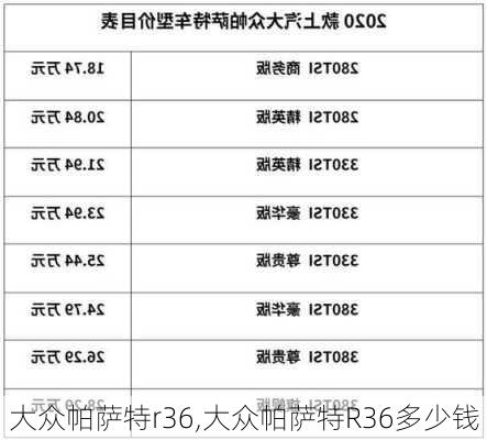 大众帕萨特r36,大众帕萨特R36多少钱