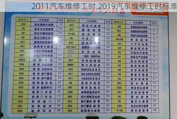 2011汽车维修工时,2019汽车维修工时标准