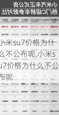 小米su7价格为什么不公布呢,小米su7价格为什么不公布呢