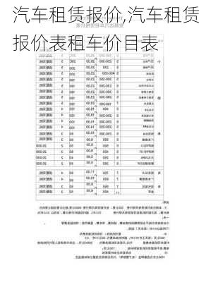 汽车租赁报价,汽车租赁报价表租车价目表