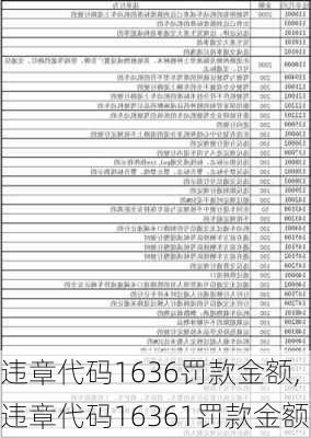 违章代码1636罚款金额,违章代码16361罚款金额