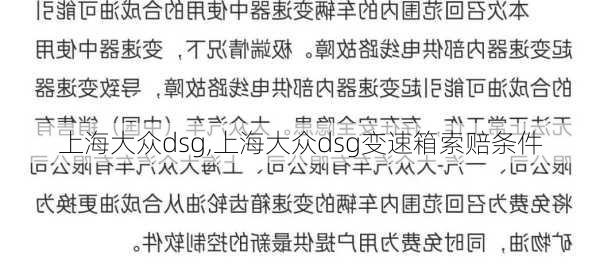 上海大众dsg,上海大众dsg变速箱索赔条件