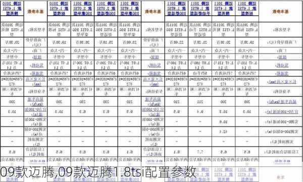 09款迈腾,09款迈腾1.8tsi配置参数