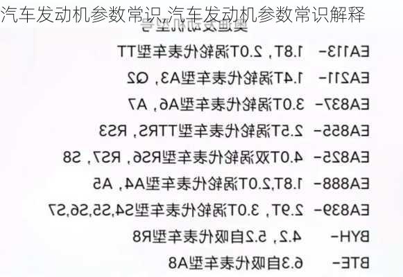 汽车发动机参数常识,汽车发动机参数常识解释